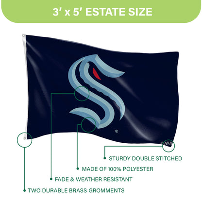 Seattle Kraken Single Sided Flag w/ 2 Grommets, 3'x5'