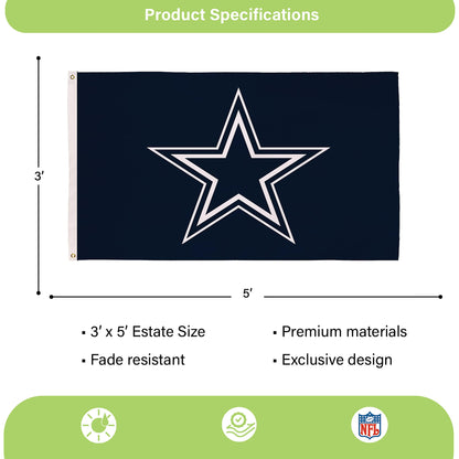Dallas Cowboys Single Sided Estate Flag with 2 Grommets, 3'x5'