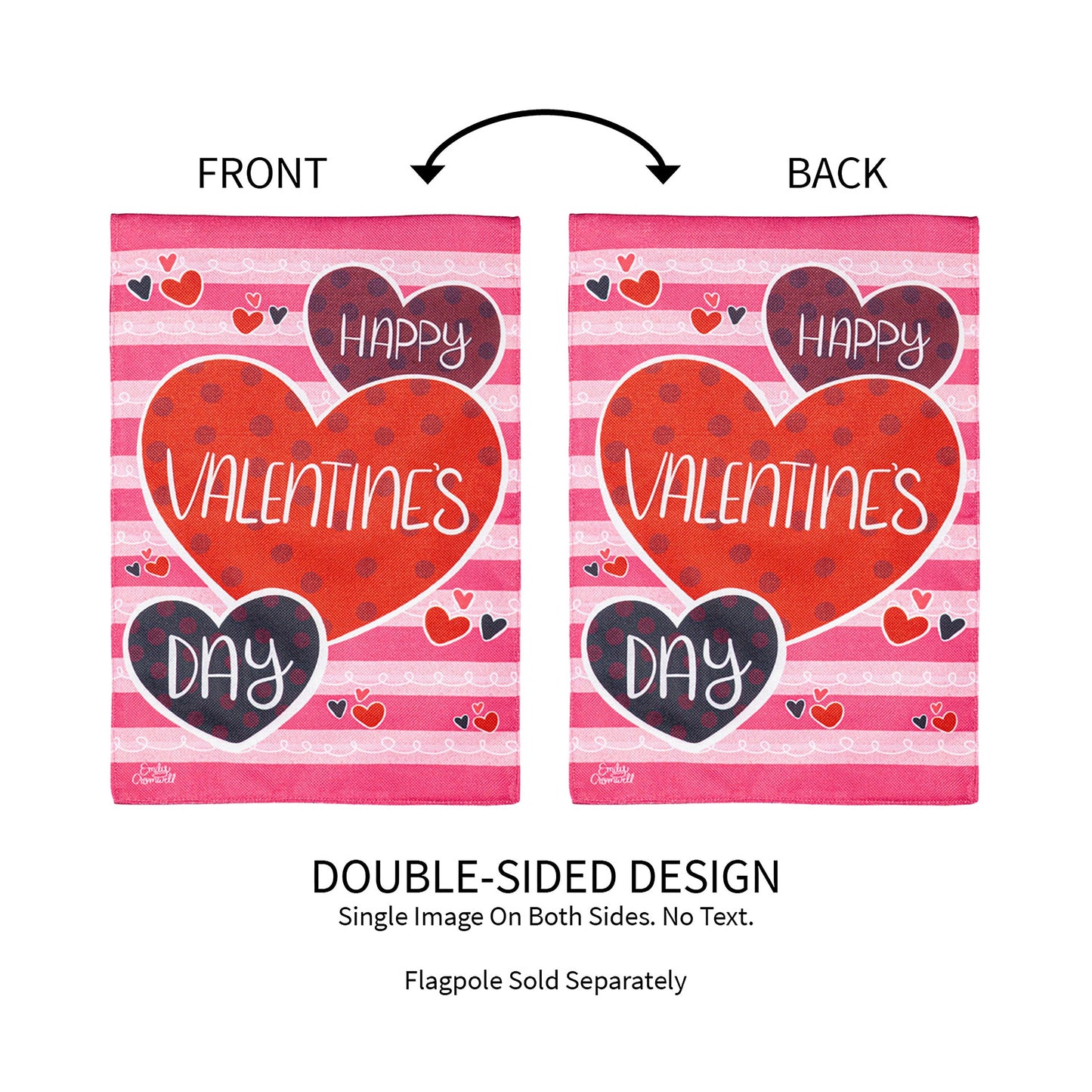 Happy Valentine's Day Hearts Burlap Garden Flag