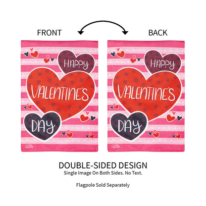 Happy Valentine's Day Hearts Burlap Garden Flag