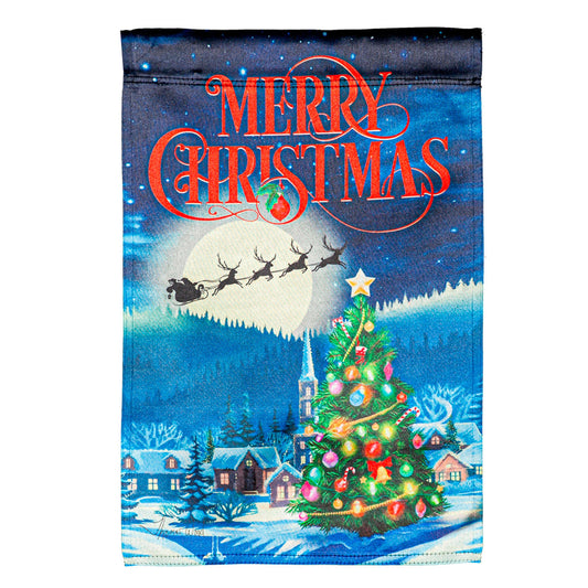 Santa's Sleigh on Christmas Lustre House Flag