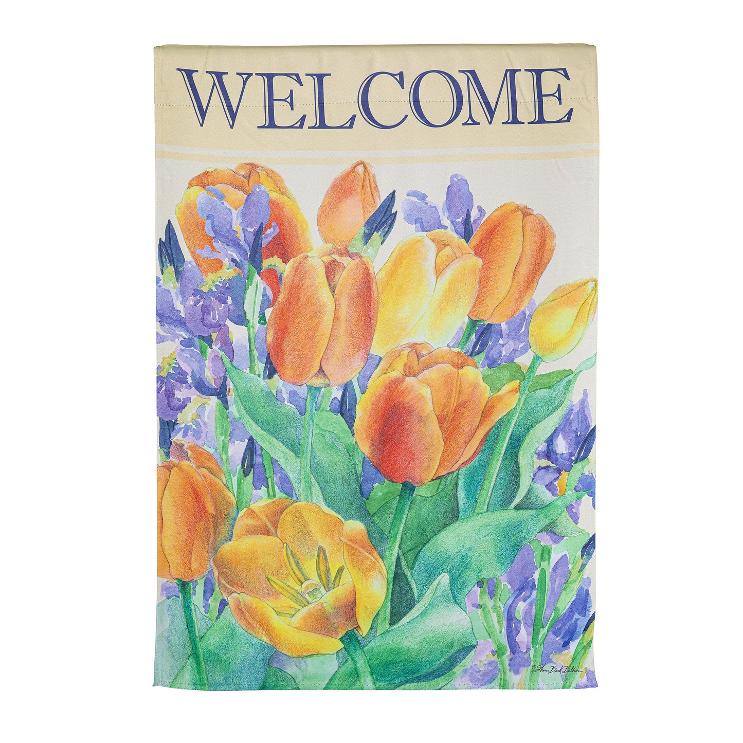 Tulip Garden Welcome Suede House Flag