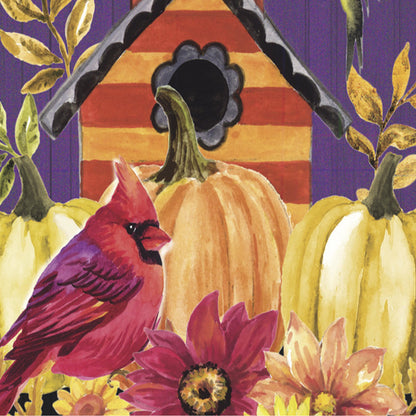 Welcome Fall Birdhouse Moire Garden Flag