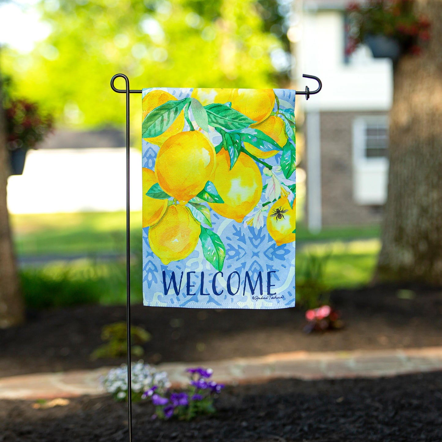 Lemon Tree Suede Garden Flag