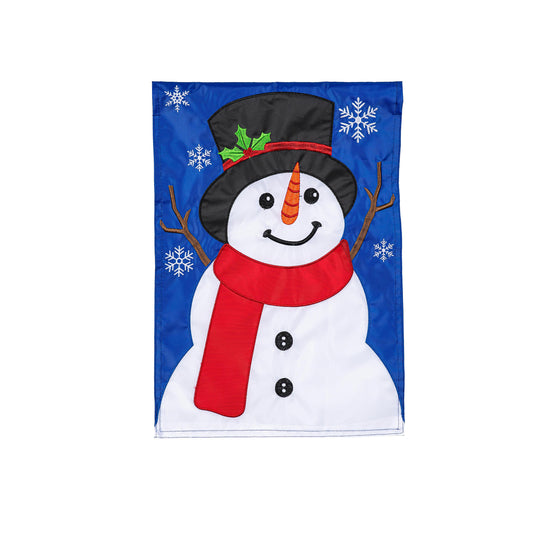 Snowman Welcome Basic Applique House Flag