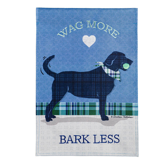 Wag More, Bark Less Burlap House Flag