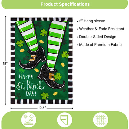 Dancing St. Patrick's Day Garden Burlap Flag