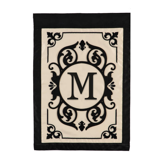 Cambridge Monogram Garden Applique Flag, Letter M