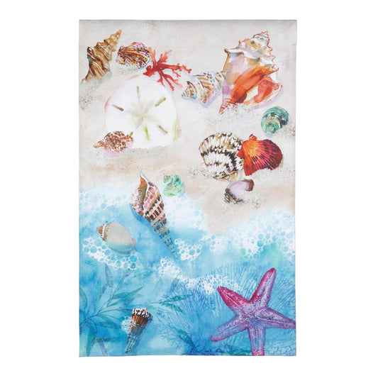 Seashells By The Shore Burlap House Flag
