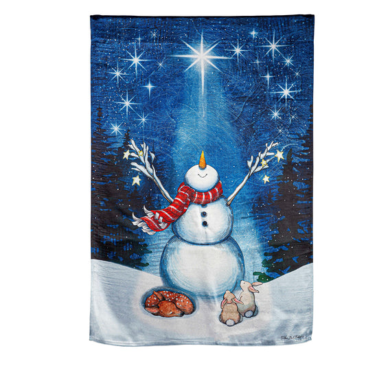 Star Heart Snowman Lustre House Flag