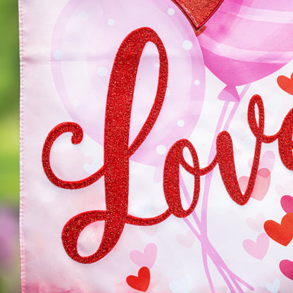 Valentine Love Balloon Applique Garden Flag