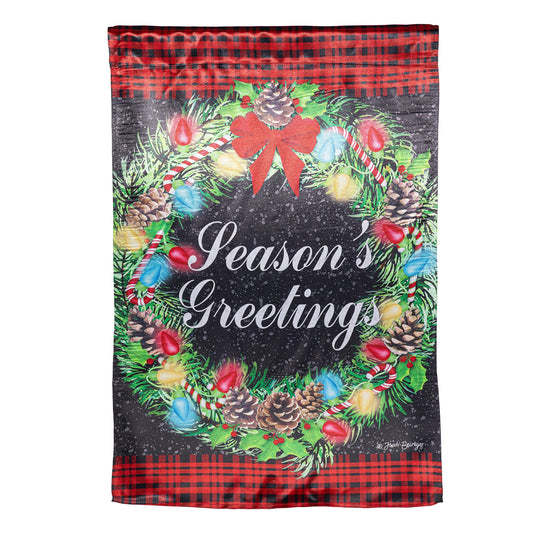 Season's Greeting Lustre House Flag