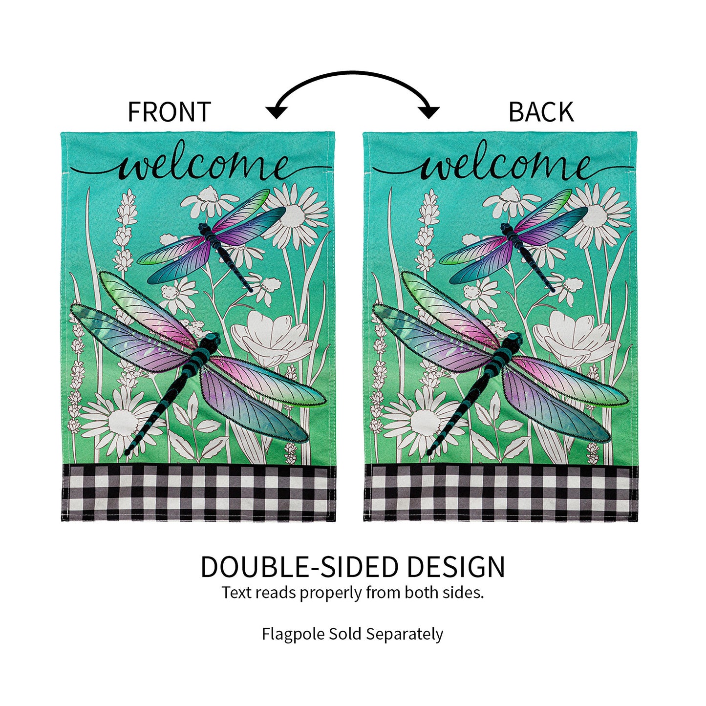 Dragonflies and Wildflowers Garden Linen Flag