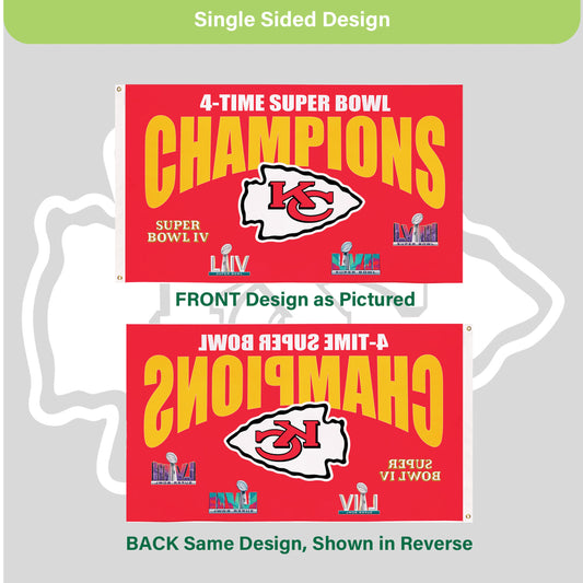 Kansas City Chiefs Multi-Win Superbowl Champions Football 3x5 Flag