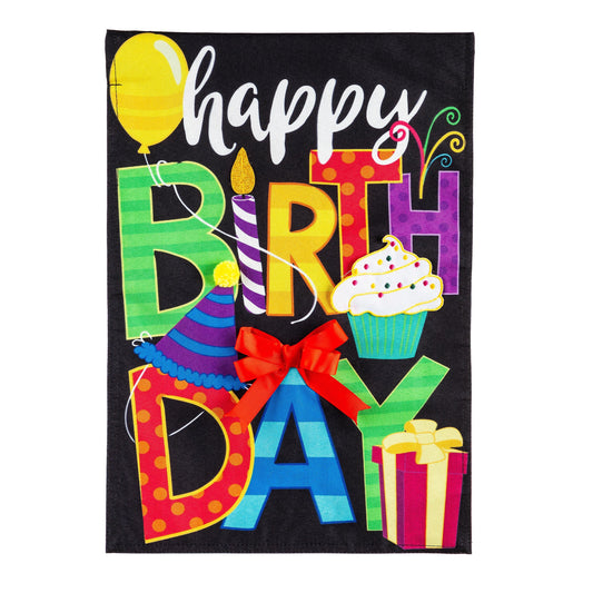 Happy Birthday Burlap Garden Flag
