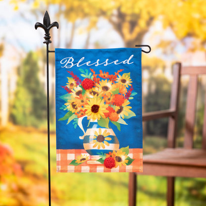 Blessed Floral Arrangement Garden Linen Flag