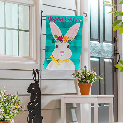 Easter Bunny Garden Burlap Flag