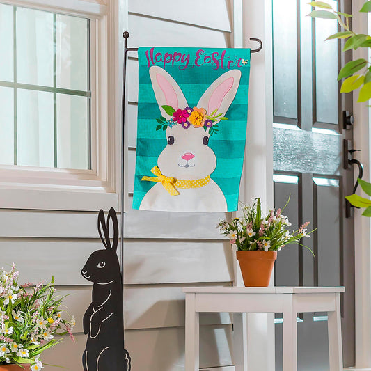 Easter Bunny Garden Burlap Flag
