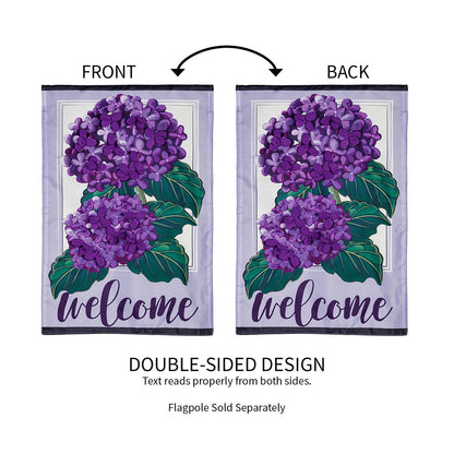 Hydrangea Welcome Garden Applique Flag