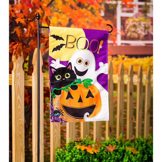 Halloween BOO Garden Linen Flag