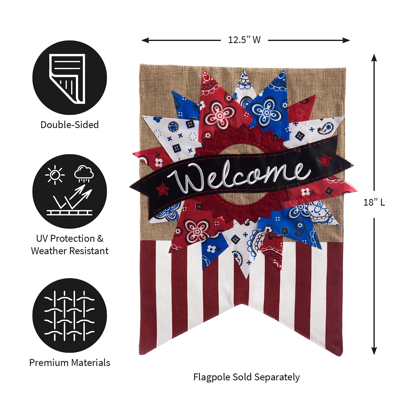 Patriotic Banner Welcome Garden Burlap Flag