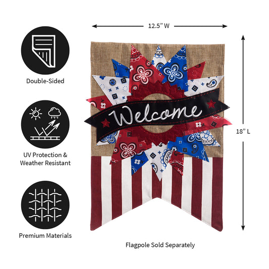 Patriotic Banner Welcome Garden Burlap Flag