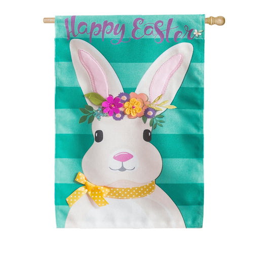 Easter Bunny House Burlap Flag