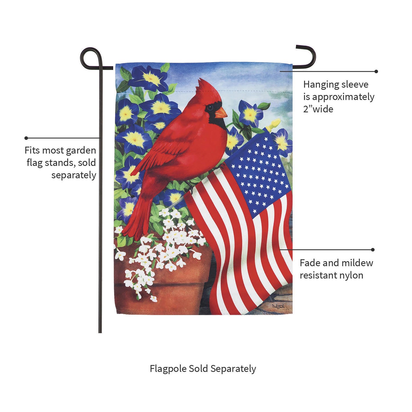 Cardinal Glory Suede Garden Flag