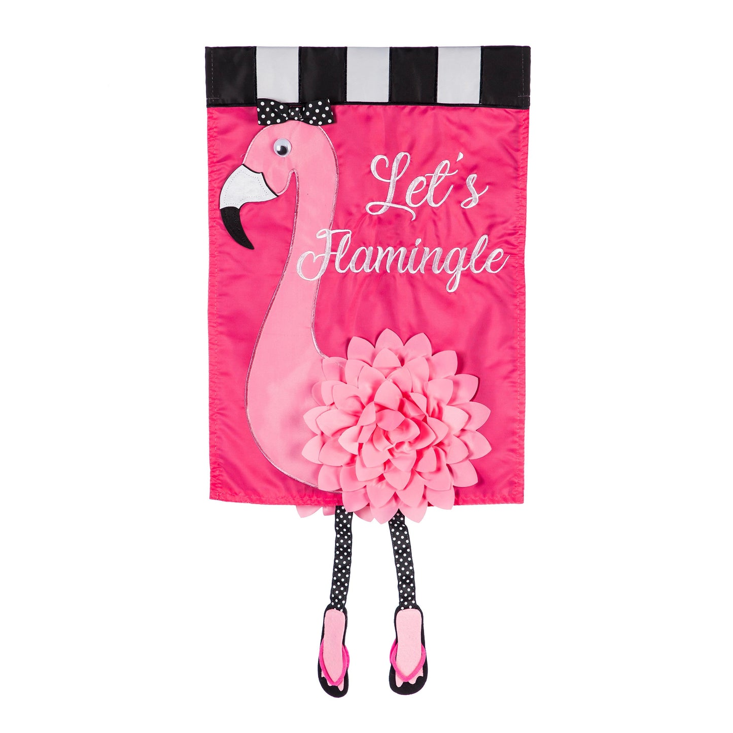 Let's Flamingle Garden Applique Flag