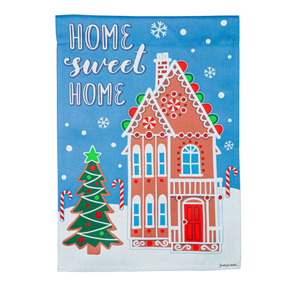 Gingerbread Home Suede Garden Flag