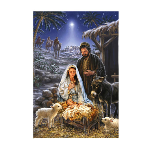 A Savior is Born House Satin Flag