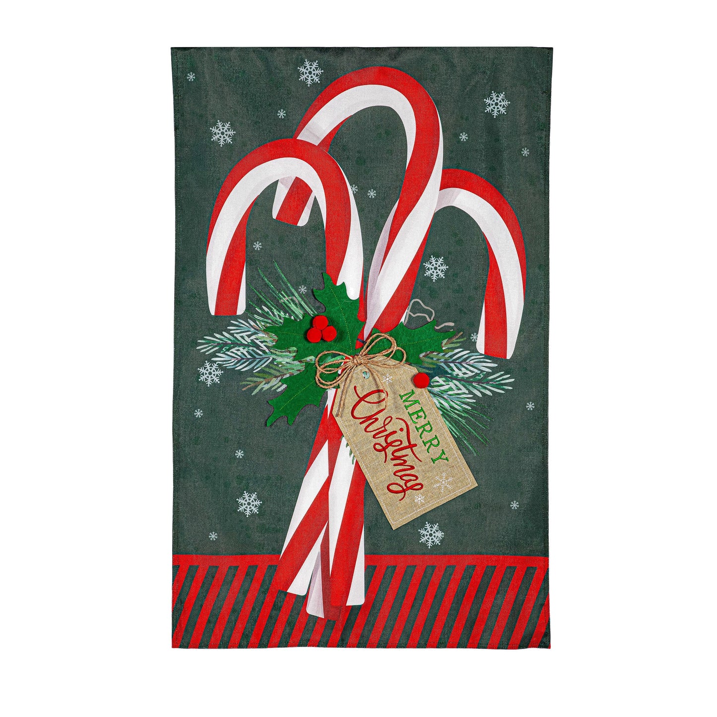 Candy Cane Burlap House Flag