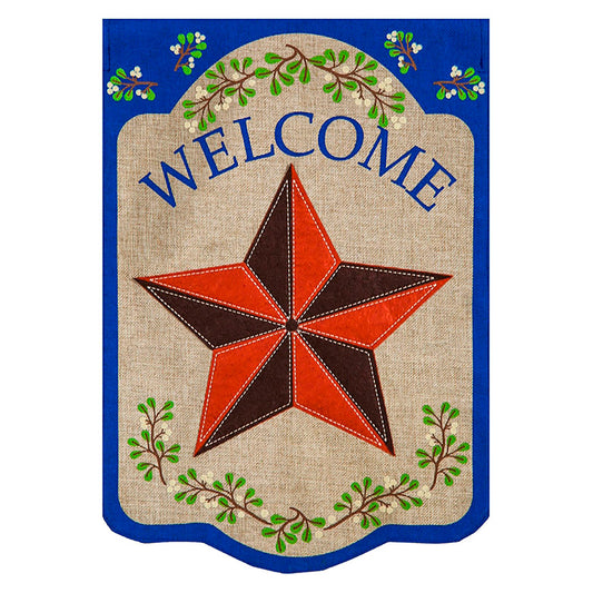 Country Star House Burlap Flag