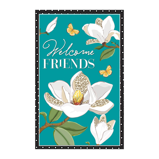 Leopard Magnolia Welcome Applique Garden Flag