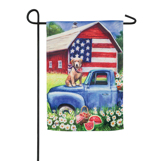 Patriotic Pup Garden Suede Flag