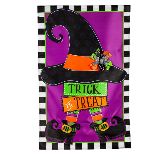 Trick Or Treat Witch Applique House Flag