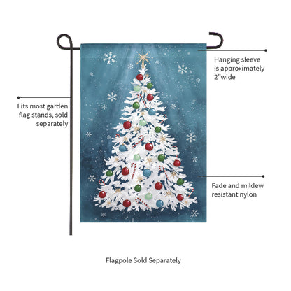 White Christmas Tree Burlap Garden Flag
