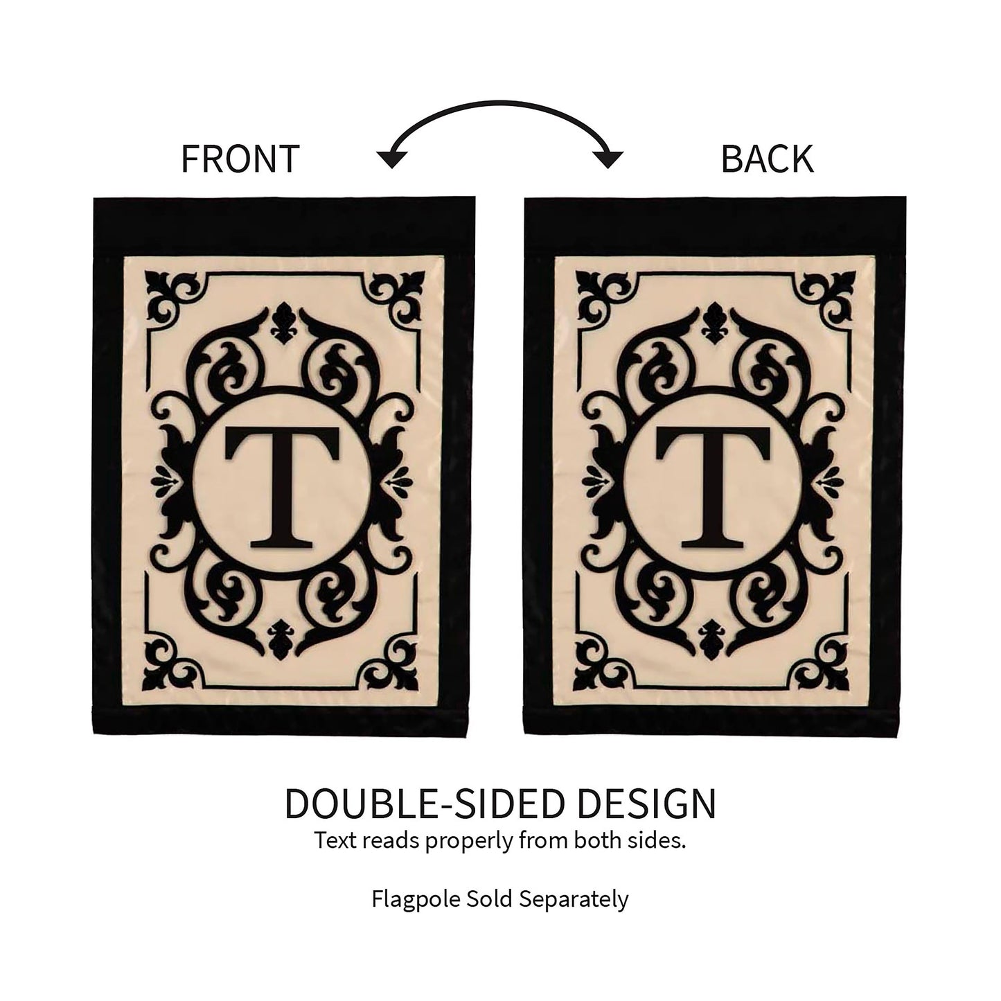 Cambridge Monogram Garden Applique Flag, Letter T
