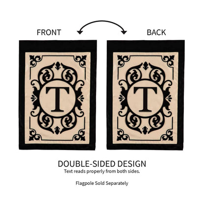 Cambridge Monogram Garden Applique Flag, Letter T