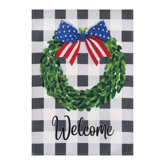 Boxwood Plaid House Burlap Flag