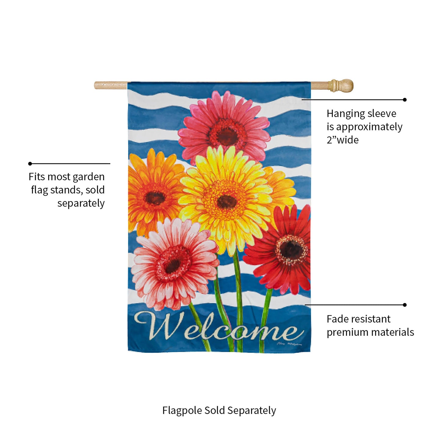 Spring Gerbera Bouquet House Suede Flag
