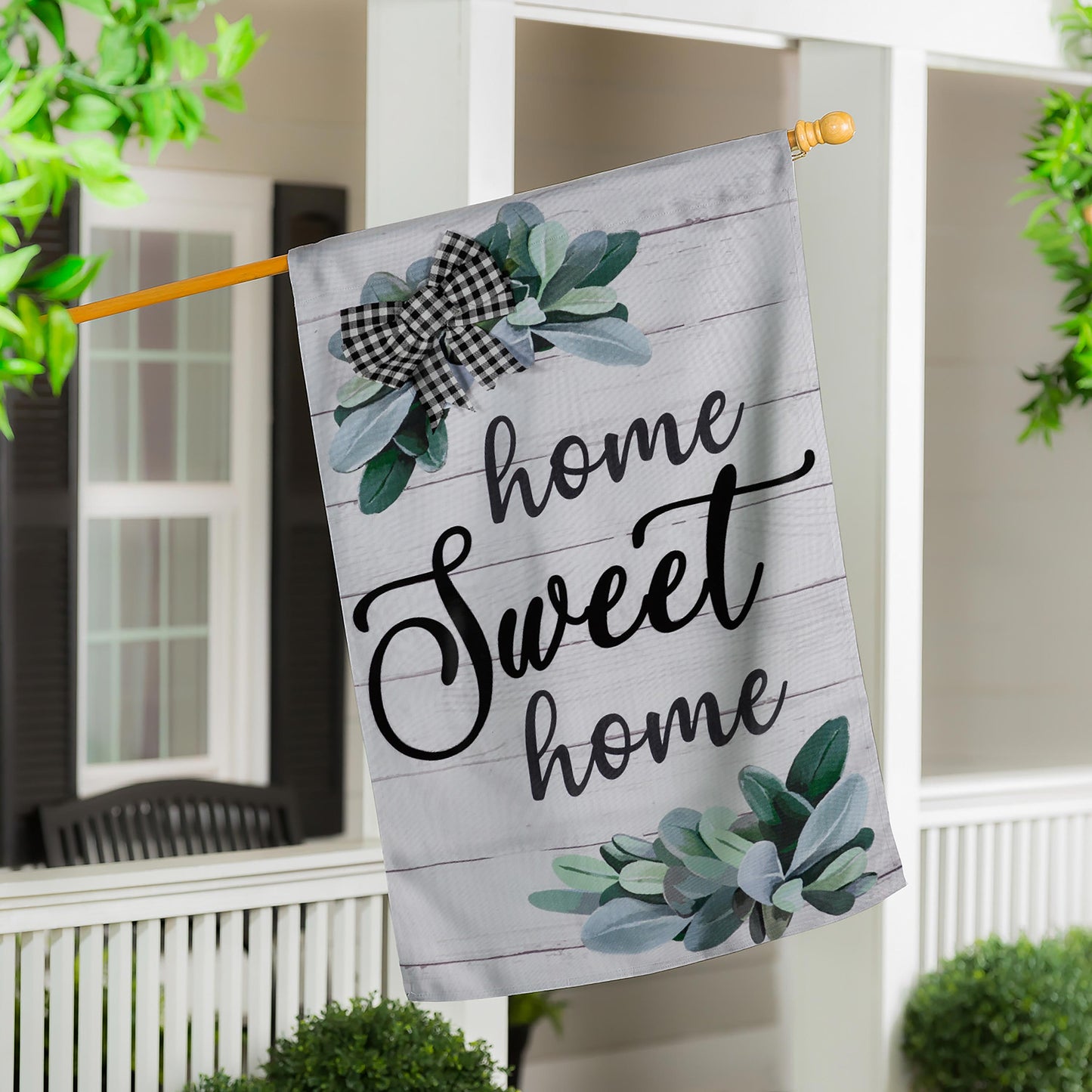 Home Sweet Home Eucalyptus House Burlap Flag
