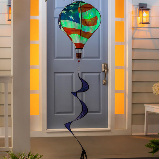 Waving American Flag Animated Lit Balloon Spinner