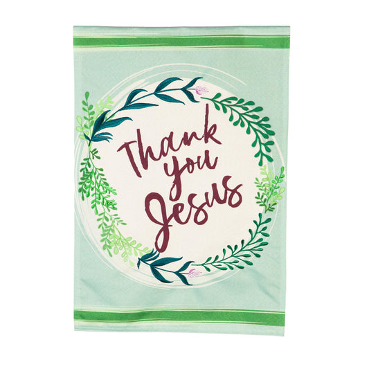 Thank You Jesus Garden Linen Flag