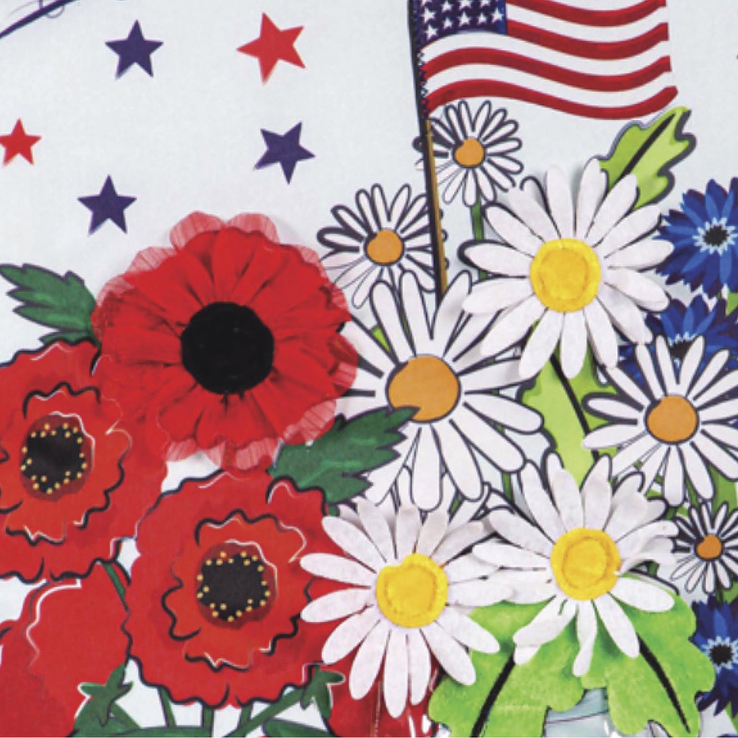 Patriotic Floral Applique Garden Flag