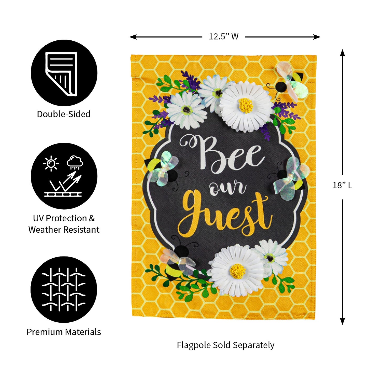 Bee Our Guest Frame Garden Linen Flag