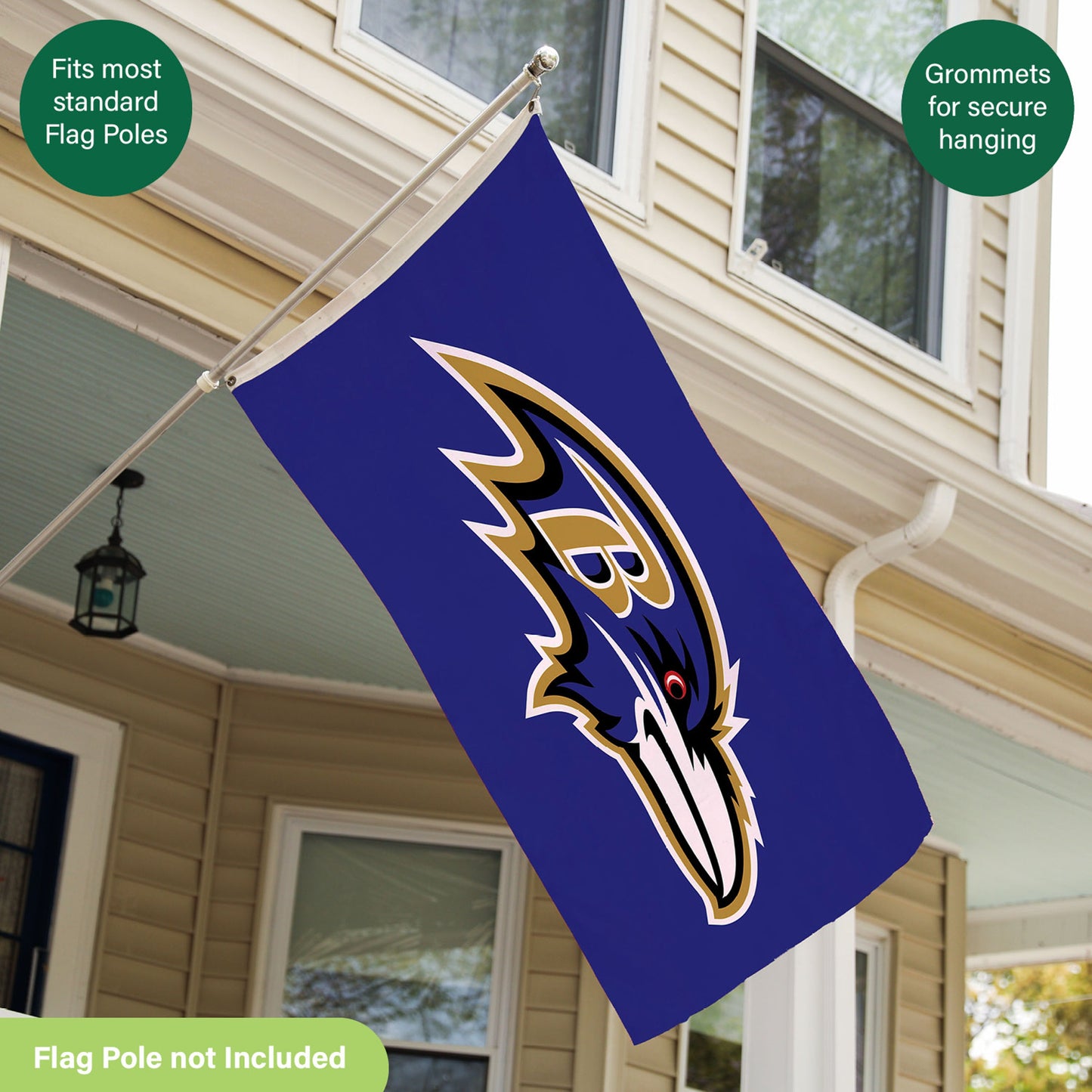 3'x5' Single Sided Flag w/ 2 Grommets, Baltimore Ravens