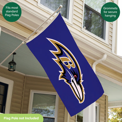 3'x5' Single Sided Flag w/ 2 Grommets, Baltimore Ravens