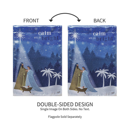 All is Calm Nativity Lustre Garden Flag