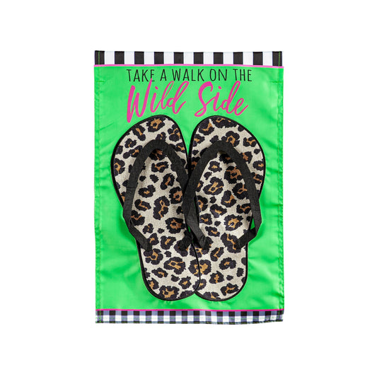 Animal Print Flip Flops Garden Applique Flag